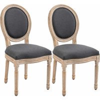 HOMCOM Esszimmerstühle 2er Set Küchenstuhl mit Rückenlehne, Linenoptik, Sessel Polsterstuhl, Stühle, Wohnzimmerstuhl mit Holzbeine für Esstisch, Grau+Natur Aoso