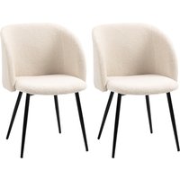 HOMCOM Esszimmerstühle 2er Set Küchenstuhl mit Ergonomischer Rückenlehne, Lammwoll-Optik, modern Polsterstuhl mit Stahlbeine Armlehne, Wohnzimmerstuhl Stühle fü