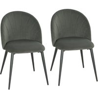 HOMCOM Esszimmerstühle 2er Set Küchenstuhl mit muschelförmiger Rückenlehne, Samtoptik, Sessel Polsterstuhl mit Metallbeinen, Stühle Wohnzimmerstuhl für Esstisch