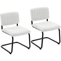 HOMCOM Esszimmerstühle 2er Set modern Freischwinger Stuhl mit hoher Rückenlehne, Teddyfleece-Optik, Küchenstuhl mit Stahlgestell Besucherstuhl für Küche, Esstis