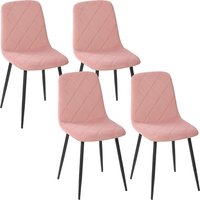 HOMCOM Esszimmerstühle 4er Set Küchenstuhl mit Rückenlehne, Samtoptik, Sessel Polsterstuhl mit Stahlbeine, Stühle, Wohnzimmerstuhl für Esstisch, Rosa Aosom