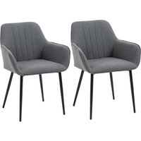 HOMCOM Esszimmerstühle mit Armlehne, bis 120kg, graue Stühle Esszimmer, Leinenbezug, Metallbeine, 59,5x56,5x81cm Aosom.de