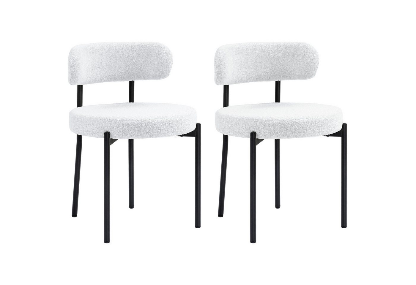 HOMCOM Esszimmerstuhl Küchenstuhl mit Fleeceoptik, geschwungene Rückenlehne, Polsterstuhl (2er Set Esszimmerstühle, 2 St), für Esszimmer, Esstisch, Cremeweiß – Bild 2 von 5