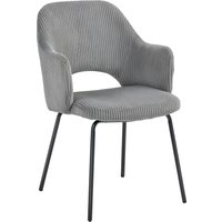 HOMCOM Esszimmerstuhl, Küchenstuhl mit Armlehne, Rückenlehne, gepolsterte Sitzfäche, Stahlbeinen, Essstuhl, Polsterstuhl für Küche, Esszimmer, Wohnzimmer, Grau 