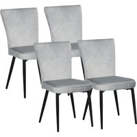 HOMCOM Esszimmerstuhl Set 4er Set Küchenstühle mit Rückenlehne, graue Polster in Samtoptik, robustes Stahlgestell, 46x65x87cm Aosom.de