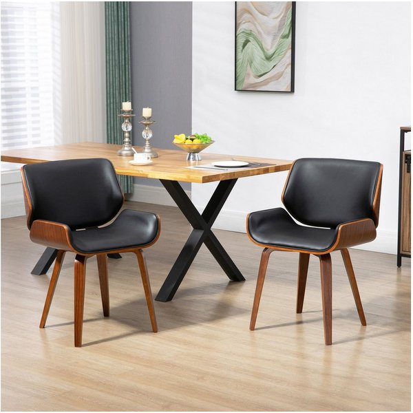 HOMCOM Esszimmerstuhl Stühle mit Rückenlehne, Vintage Polsterstuhl, Kunstleder (Küchenstuhl, 2 St), für Esszimmer, Schwarz