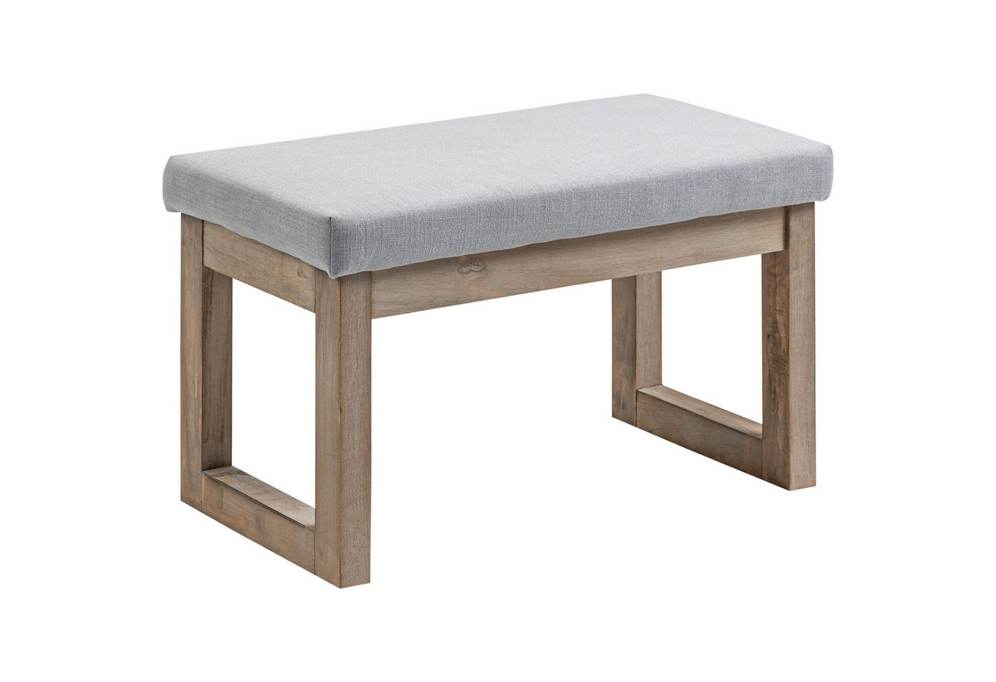 HOMCOM Fußhocker Polsterhocker mit Leinenoptik, Sitzhocker mit Holzbeine (Eingangbank, 1 St., Fußbank), Grau 68 x 38 x 42 cm – Bild 2 von 5