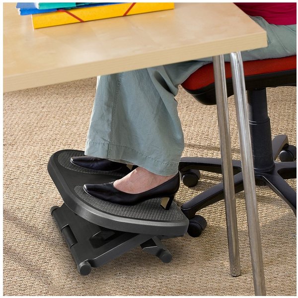 HOMCOM Fußhocker Schreibtisch, 3 Stufig Höhenverstellbar Fußbank, Ergonomische (Fußbank, 1 St., Fußablage), Schwarz 45 x 34 x 10-16,5 cm