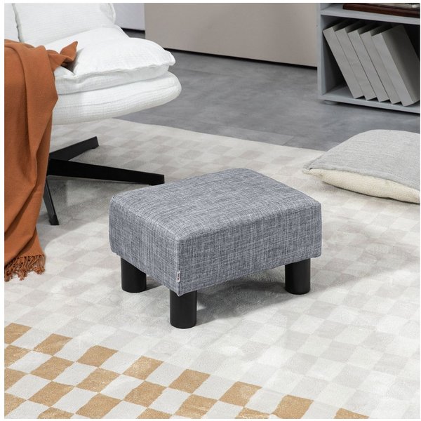 HOMCOM Fußhocker Sitzhocker Hocker mit Leinenoptik Moderner für Schlafzimmer (Moderner Polsterhocker, 1 St., Ottomane für Schlafzimmer, Wohnzimmer), 40 x 30 x 2