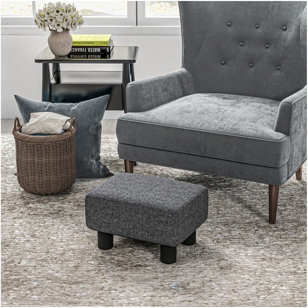 HOMCOM Fußhocker Sitzhocker Hocker mit Leinenoptik Moderner für Schlafzimmer (Moderner Polsterhocker, 1 St., Ottomane für Schlafzimmer, Wohnzimmer), 40 x 30 x 2