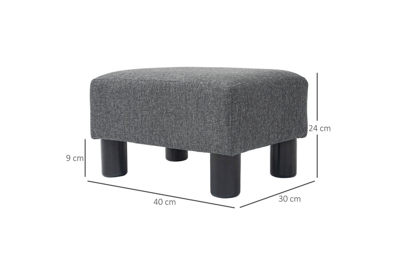 HOMCOM Fußhocker Sitzhocker Hocker mit Leinenoptik Moderner für Schlafzimmer (Moderner Polsterhocker, 1 St., Ottomane für Schlafzimmer, Wohnzimmer), 40 x 30 x 2 – Bild 3 von 5