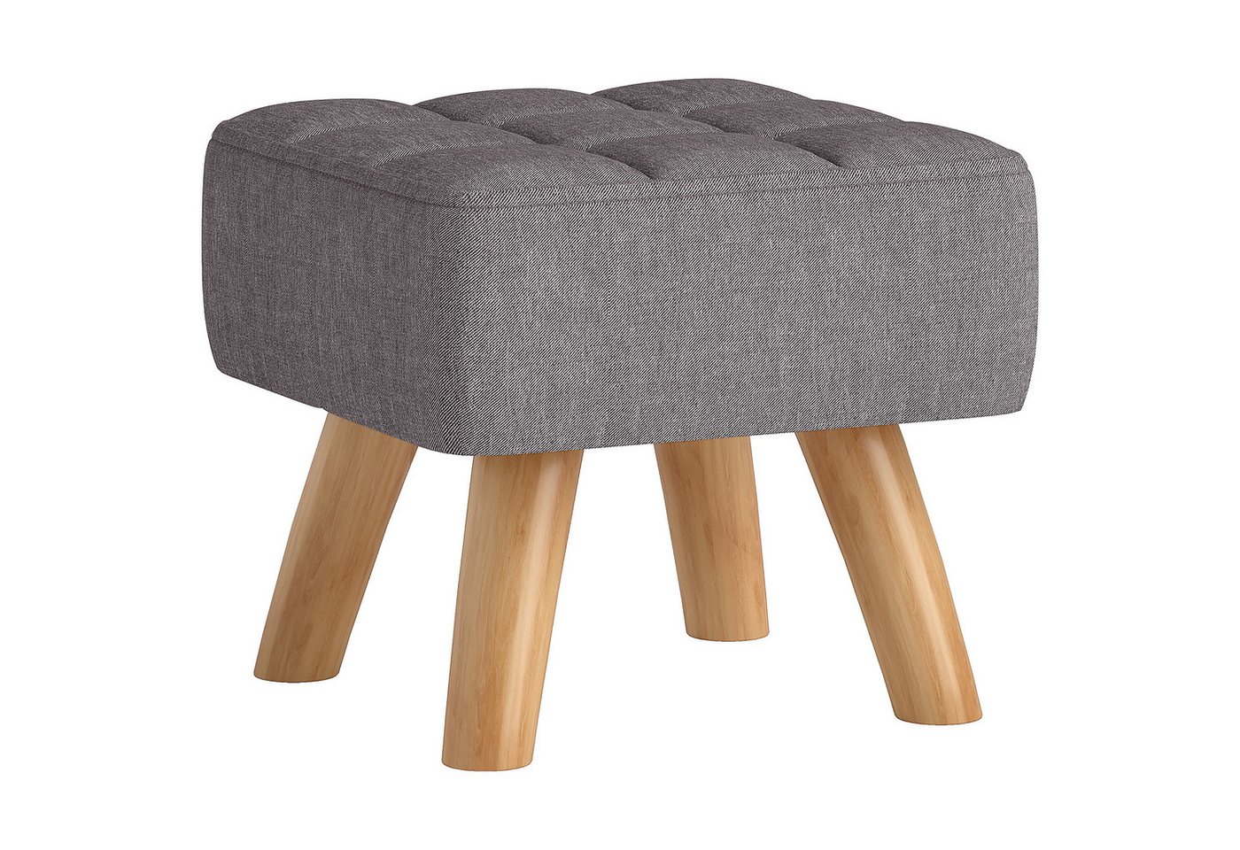 HOMCOM Fußhocker Sitzhocker Hocker quadratisch mit weichem Sitzkissen Holzbeinen (Moderner Sitzhocker, 1 St., Polsterhocker), für Schlafzimmer, Wohnzimmer, Grau – Bild 2 von 5