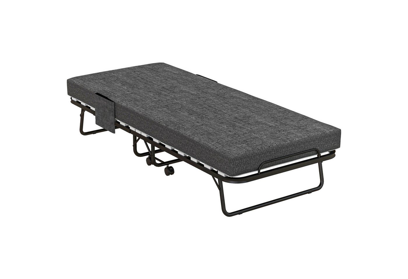 HOMCOM Gästebett Reisebett mit Rollen, mit Seitentasche, 190x80x42cm (Gästebett, 1-St., Klappbett) mit 10cm Matratze, Dunkelgrau – Bild 2 von 5