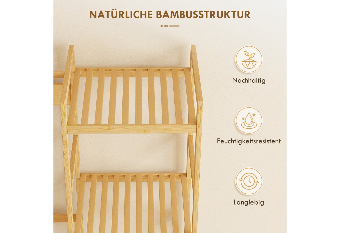 HOMCOM Garderobenständer Schuhbank, gepolstert, mit 2 Ablagen, Kleiderstange, Höhe 175 cm, (Kleiderständer, 1 St., Standgarderobe), für Wohnzimmer, Schlafzimmer – Bild 5 von 5