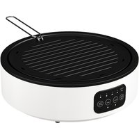 HOMCOM Glaskeramikkochfeld 2 in 1 Kochfeld mit Grillplatte Stecker LED-Touch-Steuerung 2000 W 36 cm Infrarot Herdplatte mit 4 Heizstufen Fettauffangschale für A