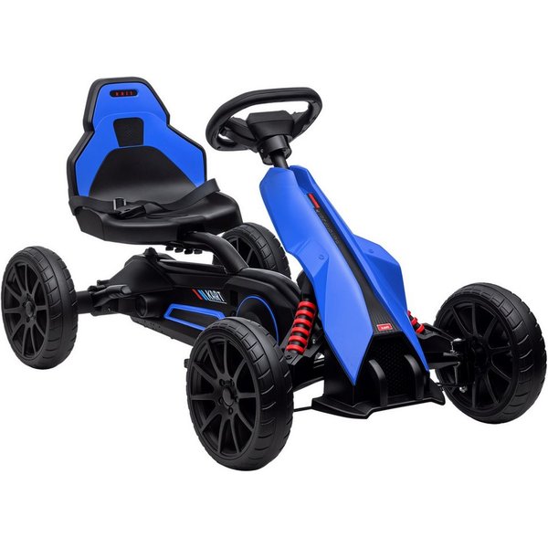 HOMCOM Go-Kart Tretauto mit Handbremse, verstellbarem Sitz, Tretfahrzeug, für Kinder, Blau