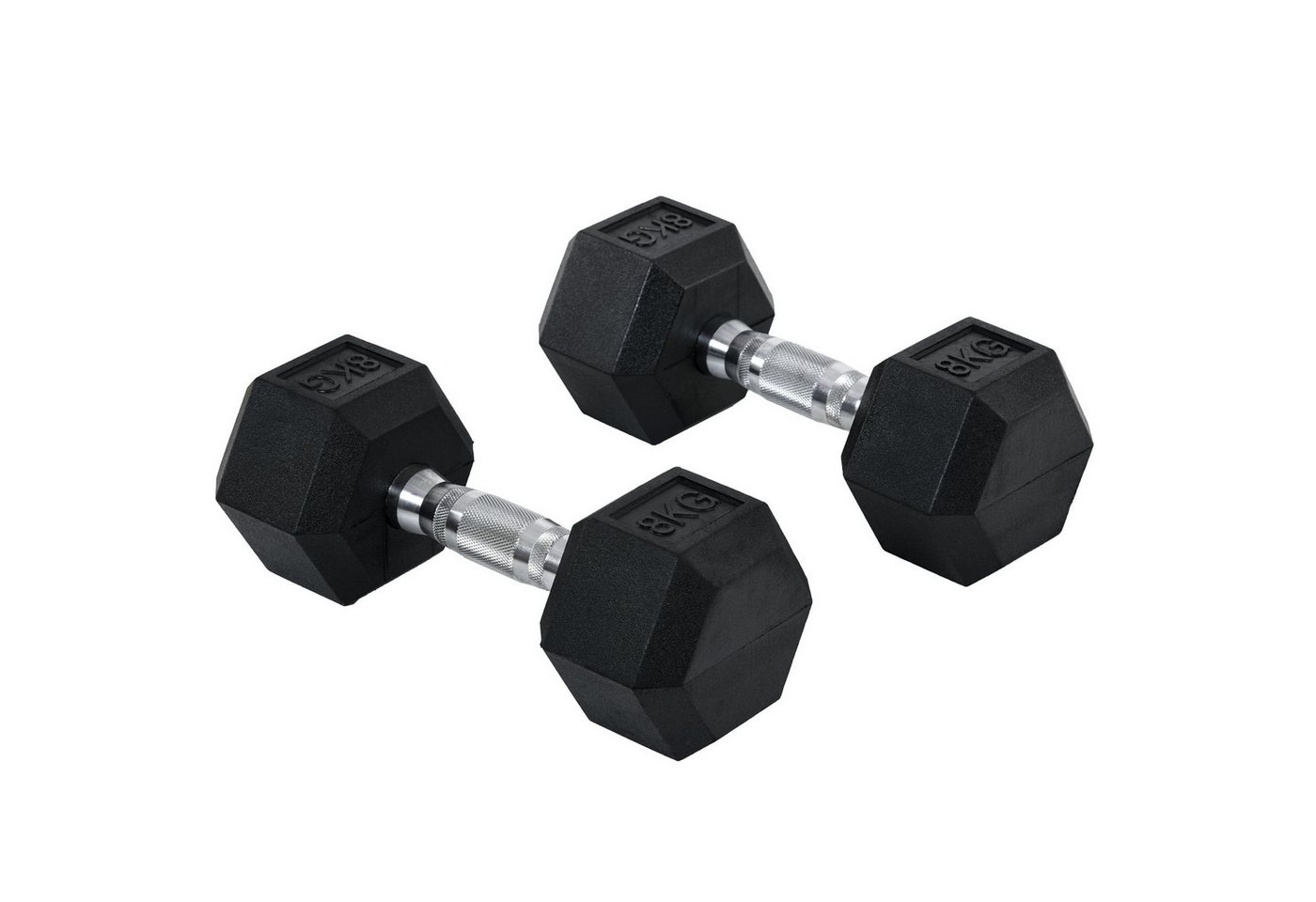 HOMCOM Hantel-Set Hexagon Hanteln, 2er Set Hanteln mit gerändeltem Griff, 2 x 8 kg, (Kurzhantel aus Gusseisen, Kurzhanteln für Männer und Fraue), für Zuhause, F – Bild 2 von 5