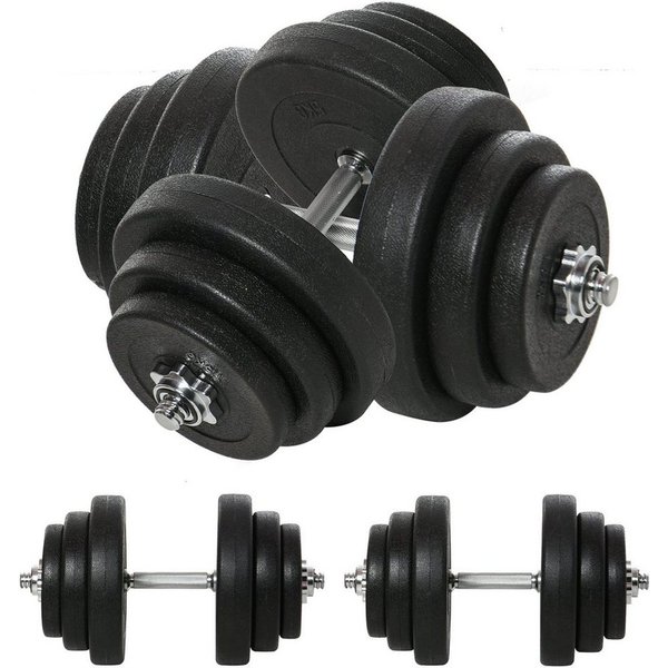 HOMCOM Hantel-Set Kurzhantel-Set 40 kg, Schwarz, (Set, 2er Set Kurzhanteln mit 12 Hantelscheiben), für Krafttraining und Fitness