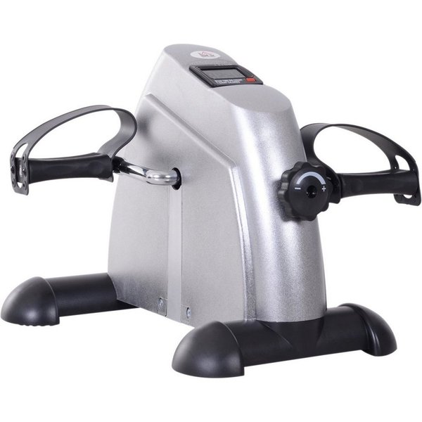 HOMCOM Heimtrainer Mini Bike mit LCD-Display (Trainingsrad, 1-tlg., Pedaltrainer), Silber 35 x 40 x 31 cm