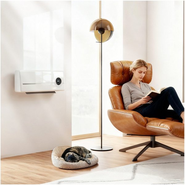 HOMCOM Heizlüfter Timer, LED-Anzeige, 2000 W, für Wohnzimmer, Schlafzimmer, Weiß