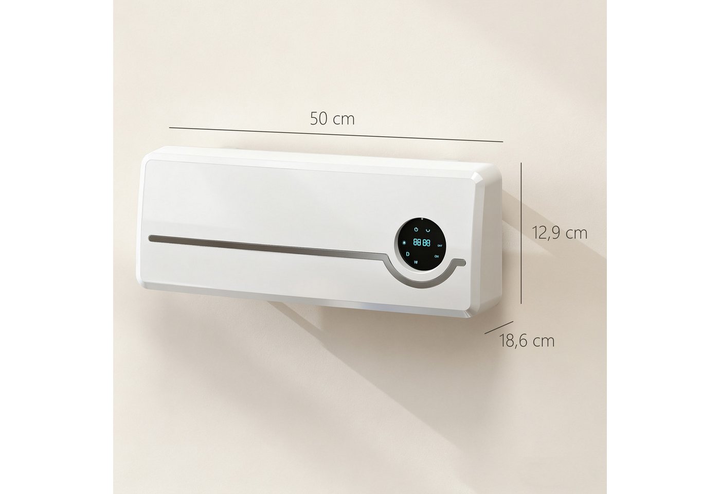 HOMCOM Heizlüfter Timer, LED-Anzeige, 2000 W, für Wohnzimmer, Schlafzimmer, Weiß – Bild 3 von 5
