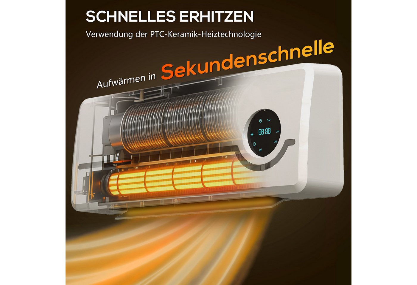 HOMCOM Heizlüfter Timer, LED-Anzeige, 2000 W, für Wohnzimmer, Schlafzimmer, Weiß – Bild 4 von 5