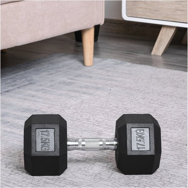 HOMCOM Hexagon Gummihanteln 17,5kg Gusseisen Krafttraining Schwarz Aosom