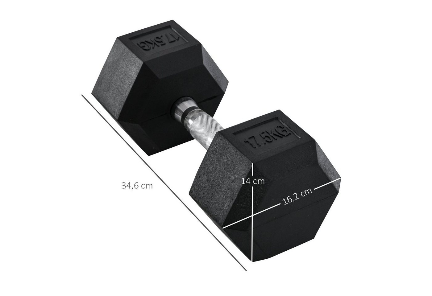 HOMCOM Hexagon Gummihanteln 17,5kg Gusseisen Krafttraining Schwarz Aosom – Bild 3 von 5