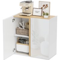 HOMCOM Hochglanz Buffet, Aufbewahrungsschrank mit 2 sanft schließenden Türen und verstellbarem Regal, modernes Design, Buffet Esszimmer, Küche und Wohnzimmer, 8