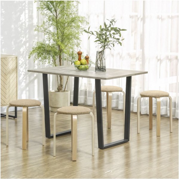 HOMCOM Hocker Esszimmerhocker 4er Set Stapelhocker aus Birkensperrholz (Esszimmerhocker, 4 St., Stapelhocker), für Esszimmer Wohnzimmer Khaki