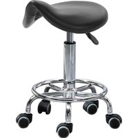 HOMCOM Hocker mit 5 Rollen, Höhenverstellbarer Hocker, Ergonomisch Gepolsterter Sitz aus Schaumstoff, Modernes Design, Vielseitig, 36,5x37,5x51-66 cm, Schwarz A