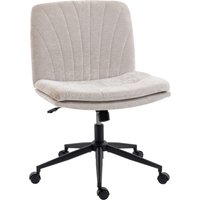 HOMCOM Homeoffice Stuhl Schreibtischstuhl mit Leinenoptik Höhenverstellbar Drehstuhl Schneidersitz-Stuhl mit Wippfunktion, Schminkstuhl Bürostuhl für Arbeitszim