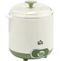 HOMCOM Joghurtbereiter, 1,5 L Joghurtmaschine mit 2 Gläsern, Sieb, Deckel, 20 W Joghurt-Maker für griechischen Joghurt, für 3–5 Personen, 19,5x17,5x21,4 cm, Wei