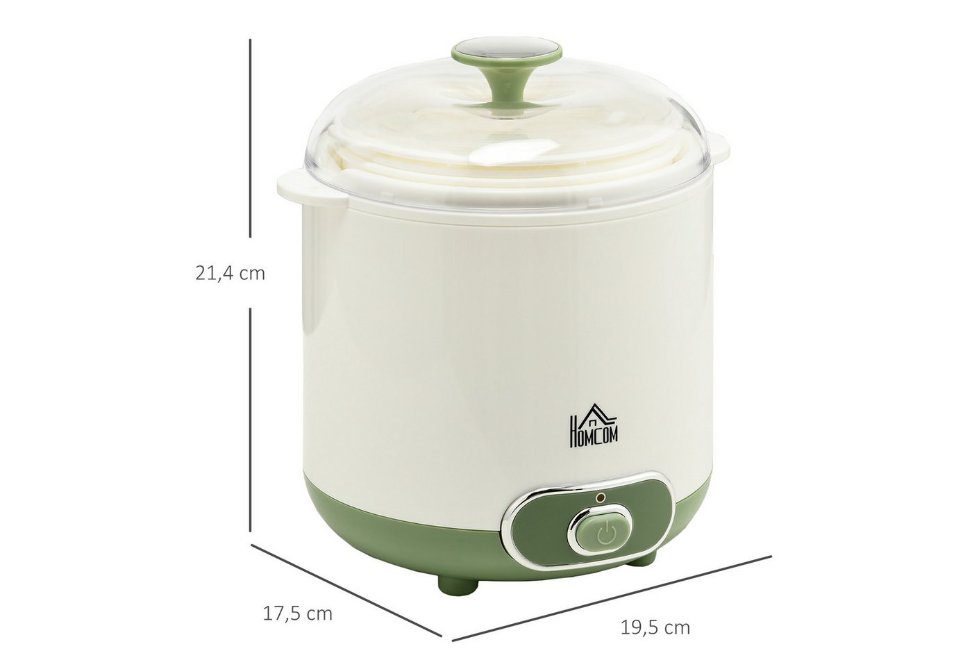 HOMCOM Joghurtbereiter Joghurtmaschine mit Sieb, Deckel, 20 W Joghurt-Maker, 2 Portionsbehälter, je 1500 ml, für griechischen Joghurt, für 3–5 Personen, 19,5x17 – Bild 3 von 5