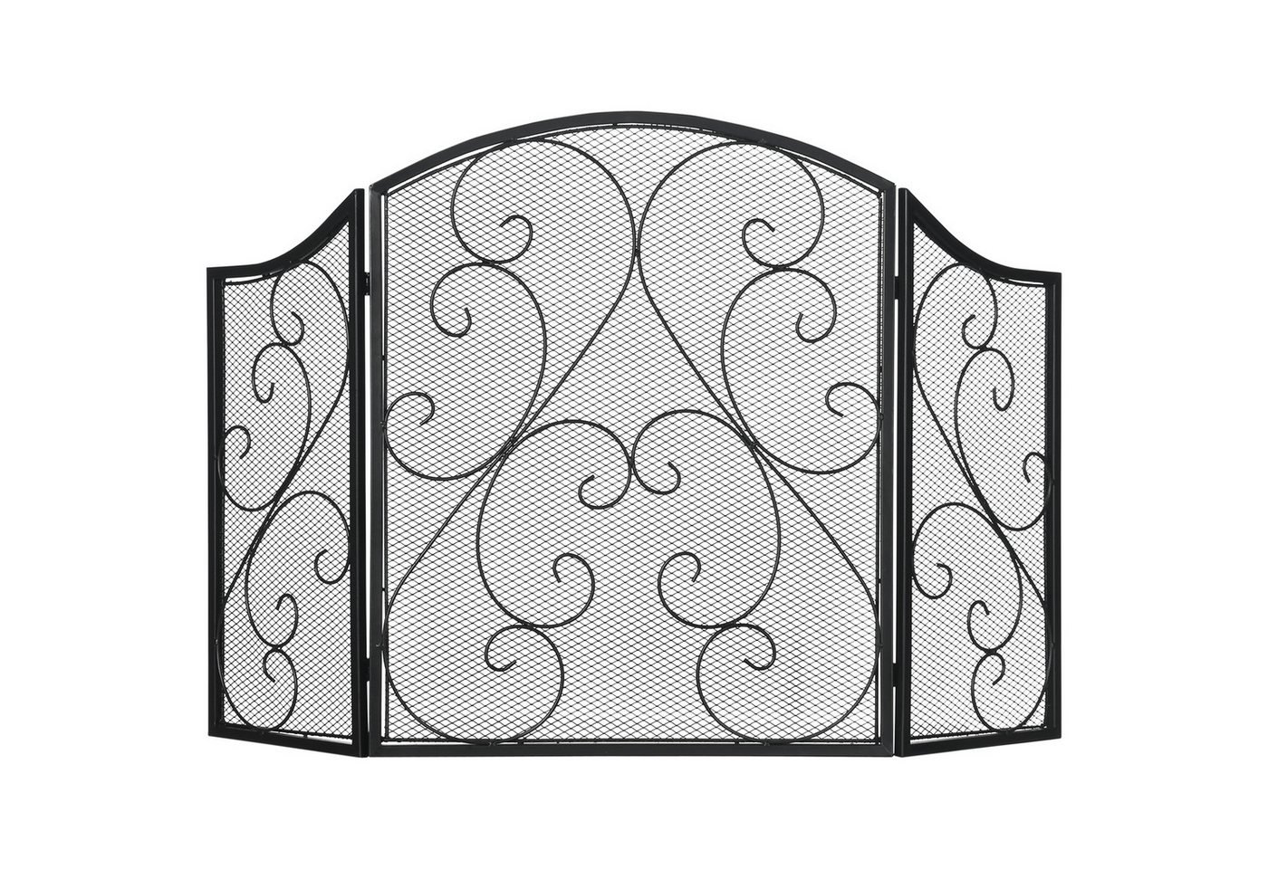 HOMCOM Kamingitter Kaminschutzgitter, klappbares, Ofenschutzgitter mit 3 Paneelen (Metallgitter, 1-tlg., Funkenschutzgitter), Funkenschutz, Metall, Schwarz 66 x – Bild 2 von 5