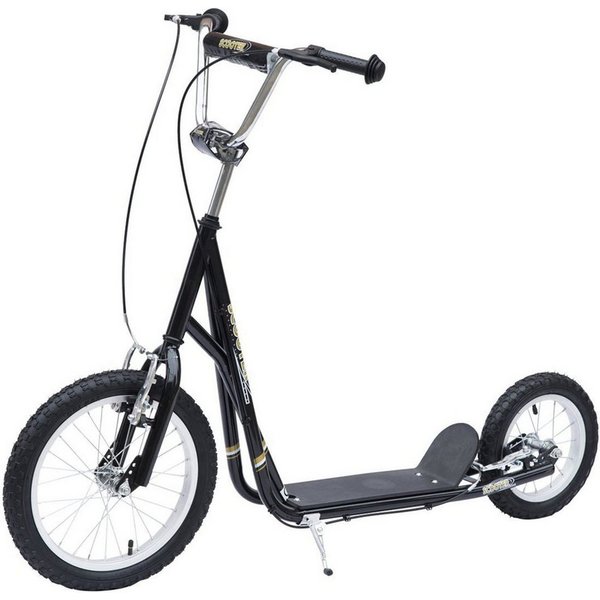HOMCOM Kinderroller 16 Zoll Scooter Tretroller mit Bremsen für Kinder ab 5 Jahren, Kickboard Schwarz 135x58x92-100 cm Aosom.de