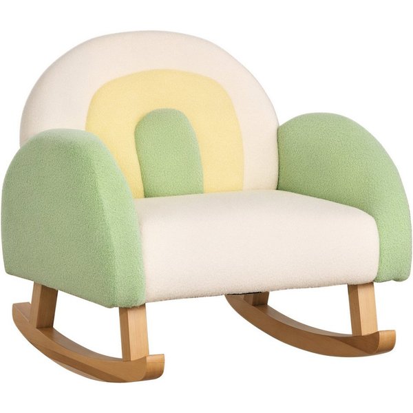 HOMCOM Kindersessel Kindersofa, Kinderstuhl mit Lammwolle-Optik, massiven Holzfüßen (Kindersofa, 1-St., Kindercouch), Grün 50 x 45 x 44 cm