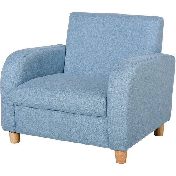 HOMCOM Kindersessel Kindersofa mit Leinen-Optik, massiven Holzfüßen, Kinderstuhl (Liegesofa, 1-St., Kindercouch), Blau 49 x 45 x 44.5 cm