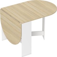 HOMCOM Klappbarer Esstisch, Ovaler Klappbarer Küchentisch mit Klappbaren Flügeln, Bis zu 6 Personen, für Esszimmer, Wohnzimmer, Kleiner Raum, 163x80x75 cm, Natu