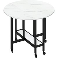 HOMCOM Esstisch Klappbar, Runder Küchentisch mit Ablage für 2-4 Personen, Klapptisch Esszimmertisch mit Rollen für Kleine Räume, Esszimmer, Küche, 100 x 100 x 7