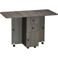 HOMCOM Klappbarer Esstisch Küchentisch mit 2 klappbaren Böden, 2 Schubladen, 1 Schrank und 1 Ablage 120 x 60 x 76,5 cm - Dunkelgrau Aosom