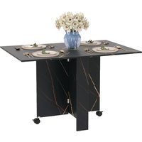 HOMCOM Klappbarer Küchentisch, ausziehbarer Esstisch, mit 2 Klappen, 2 Bremsrollen, für 6 Personen, Belastung 20 kg, 120 x 80 x 73 cm, schwarz marmoriert Aosom
