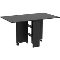 HOMCOM Klappbarer Tisch mit Rollen, Design Esstisch, Platzsparend zusammenklappbar, Modernes Design, mit Rollen, Regale, 140 × 80 × 74cm, Schwarz Aosom