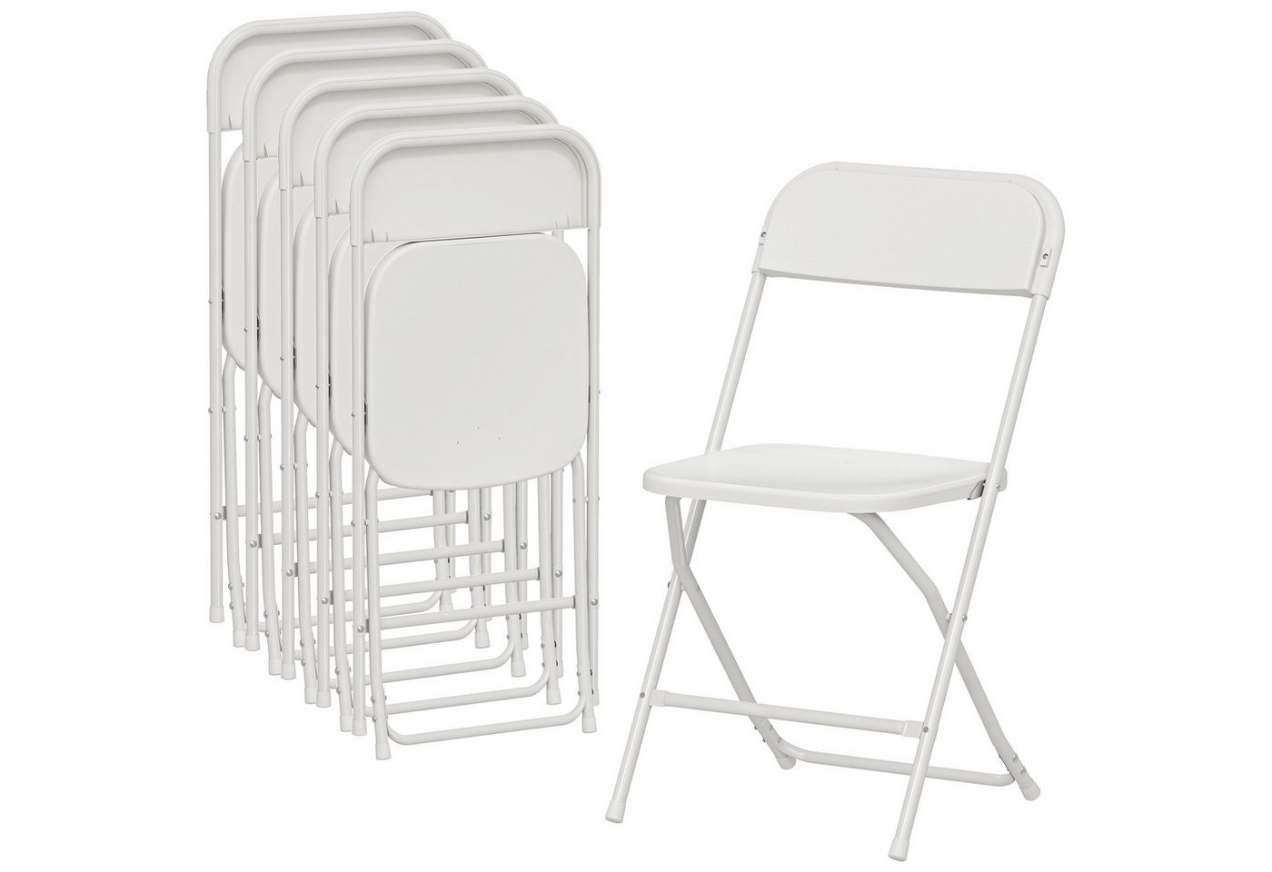 HOMCOM Klappstuhl Küchenstuhl mit Ablauflöchern, Stahlgestell Faltstuhl bis 120 kg (Bürostuhl, 6 St), für Esszimmer, Wohnzimmer, Weiß – Bild 2 von 5
