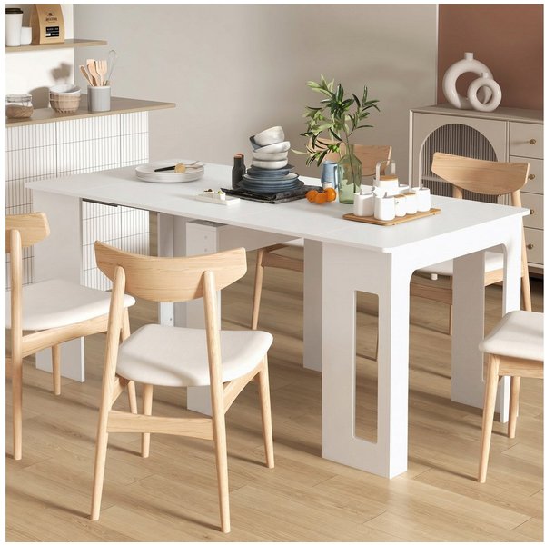 HOMCOM Klapptisch Esstisch, 3 Stufig Ausziehbar für bis 6 Personen, Küche (Ausziehbar Küchentisch, 1-St., Esstisch), für Wohnzimmer, Esszimmer, Küche, 60-180x85