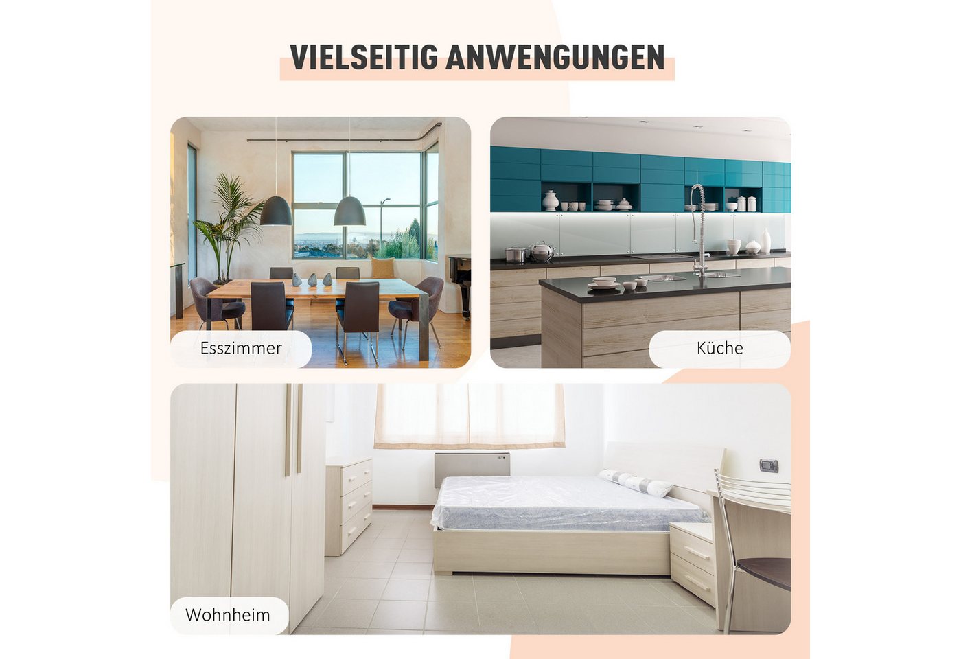 HOMCOM Klapptisch Klappbar Küchentisch mit Offenen Ablage, platzsparend (Esszimmertisch, 1-St., Esstisch), Natur+Weiß 169 x 60 x 75 cm – Bild 5 von 5