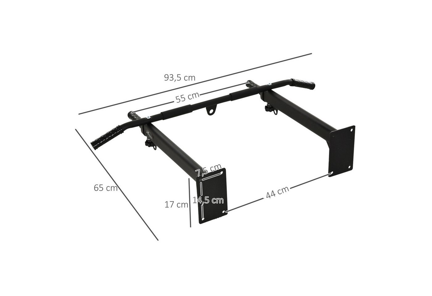 HOMCOM Klimmzugstange Klimmzugstange Pull Up Bar mit rutschfest Griffe, Stahl Schwarz (Reckstange mit Ösen für Boxsack, 1-tlg., Stahl, Schwarz), 93,5 x 65 x 17  – Bild 3 von 5