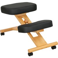 HOMCOM Kniestuhl Ergonomischer Kniehocker mit Rollen, Holzgestell Sitzhocker Bürohocker Gesundheitsstuhl zur Verbesserung der Nackenschmerzen für Zuhause und Bü