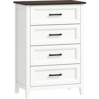 HOMCOM Kommode 4 Schubladen, schmale hohe Schlafzimmerkommode mit Tischplatte in Holzoptik, Schubladenkommode für kleine Räume, Wohnzimmer, Büro, 60x35x87 cm, W