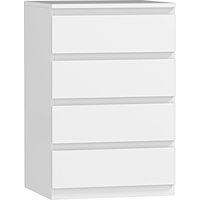 HOMCOM Kommode 4 Schubladen mit Soft-Close, Schlafzimmerkommode, Schubladenschrank für Wohnzimmer, Büro, Moderner Stil, 45x40x68 cm, Weiß Aosom
